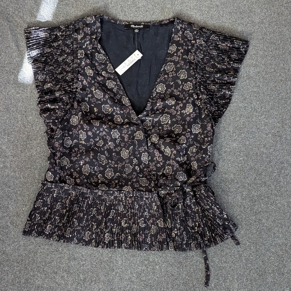 NWT Madewell Flutter Sleeve Wrap Top in Floral XS